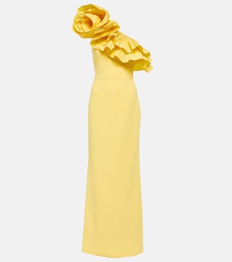 Gathered asymmetric crêpe gown | Rebecca Vallance