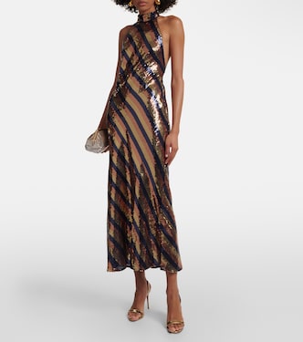 Sequined halterneck open-back gown | Rixo