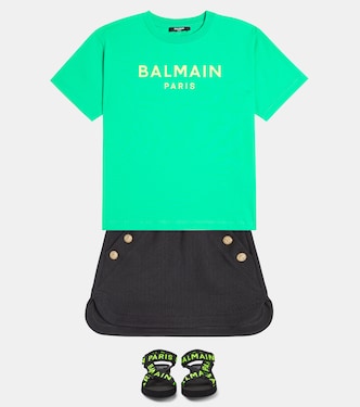 Camiseta en jersey de algodón con logo | Balmain Kids