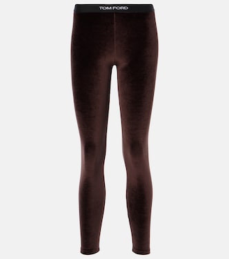 Leggings de terciopelo con logo | Tom Ford