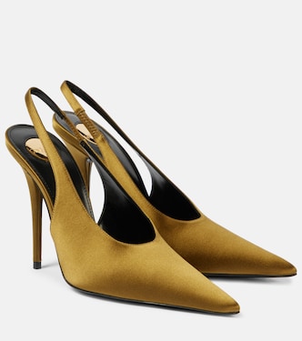 L'Entracte 110 satin crêpe slingback pumps | Saint Laurent