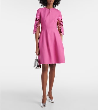 Robe midi brodée en laine mélangée | Oscar de la Renta
