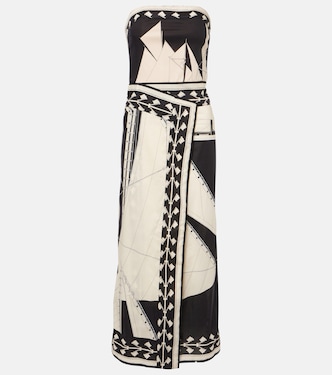 Printed strapless midi dress | Johanna Ortiz