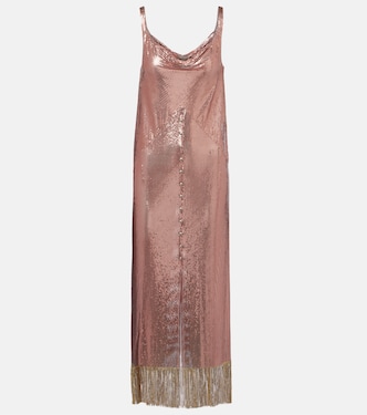 Abito midi metallizzato con frange | Rabanne