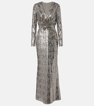 Floral-appliqué sequined gown | Elie Saab