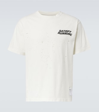 Distressed logo cotton jersey T-shirt | Satisfy