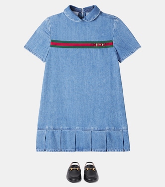 Jeanskleid Horsebit Web Stripe | Gucci Kids