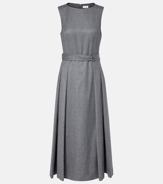 Belted virgin wool midi dress | Brunello Cucinelli