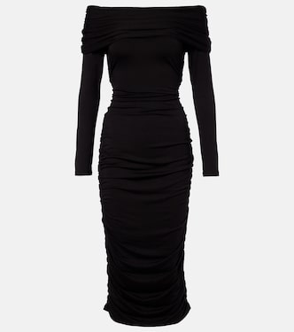Tinette ruched off-shoulder midi dress | Veronica Beard