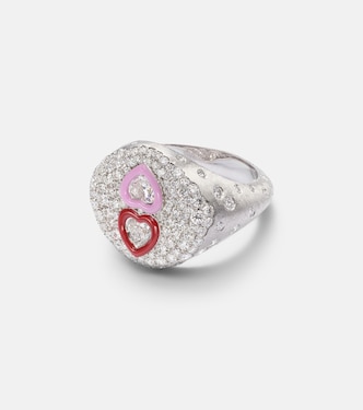 Ring aus 18kt Weißgold mit Emaille und Diamanten | Kamyen