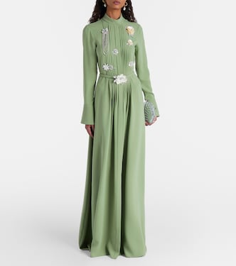 Embroidered silk-blend georgette gown | Oscar de la Renta