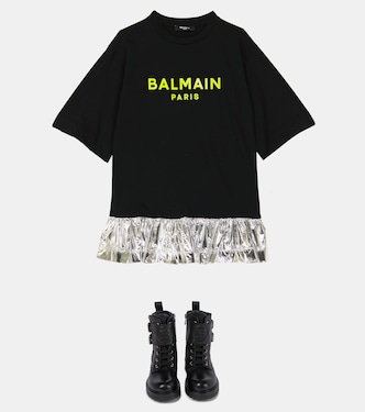 Logo cotton T-shirt dress | Balmain Kids