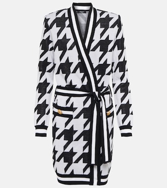Houndstooth wool and linen-blend cardigan | Balmain