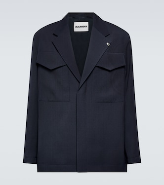 Chaqueta cruzada en gabardina de lana | Jil Sander