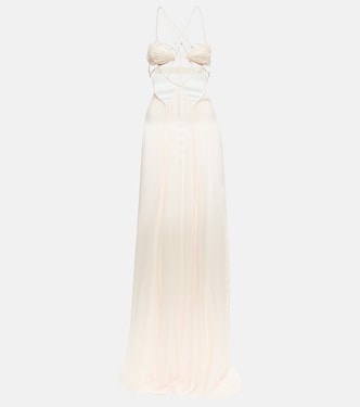 Bridal cutout silk chiffon gown | Nensi Dojaka