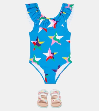 Printed ruffle-trimmed swimsuit | Stella McCartney Kids