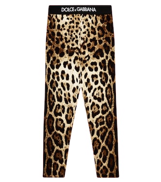 Printed cotton-blend jersey leggings | Dolce&Gabbana Kids