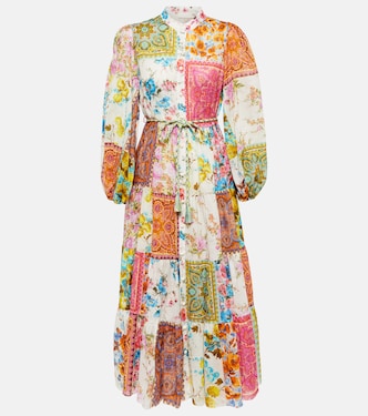 Abito midi patchwork Halcyon in cotone | Zimmermann