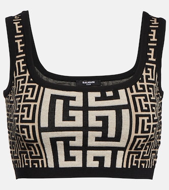 Crop top de jacquard con monograma | Balmain