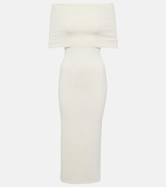 Vestido midi acanalado sin hombros | Wardrobe.NYC