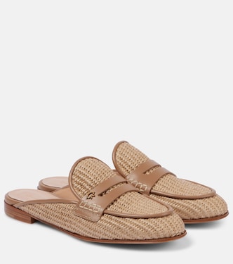 Slippers Florio Marbella in rafia con pelle | Gianvito Rossi