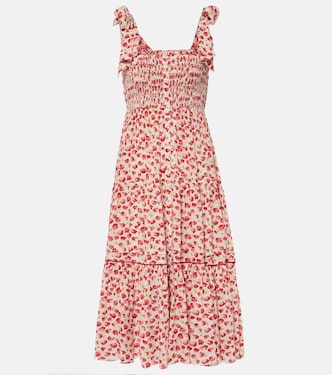 Vestido midi Triny con lunares fruncido | Poupette St Barth