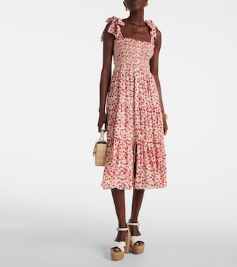 Vestido midi Triny con lunares fruncido | Poupette St Barth