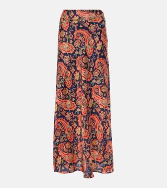 Gonna lunga in raso con stampa paisley | Rabanne