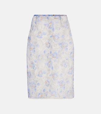 Floral sheer chiffon pencil skirt | Prada
