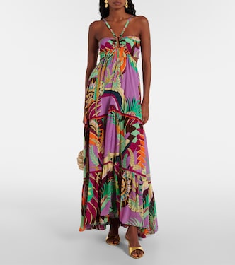 Abito lungo in seta con stampa e cut-out | Camilla
