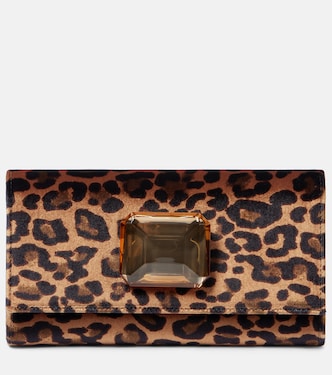 Jaipur Mini leopard-print velvet clutch | Gianvito Rossi