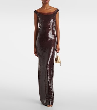 Abito lungo off-shoulder con paillettes | Roland Mouret
