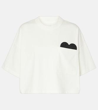 T-shirt raccourci imprimé en coton | Bottega Veneta