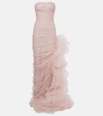Sequined ruffled tulle gown | Marmar Halim