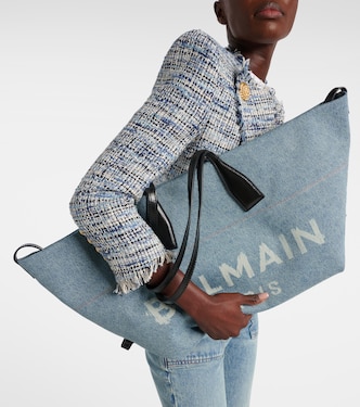 Cabas Track en denim et cuir | Balmain
