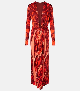 Gathered printed jersey midi dress | Johanna Ortiz