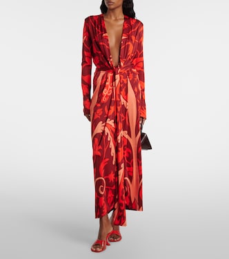 Gathered printed jersey midi dress | Johanna Ortiz