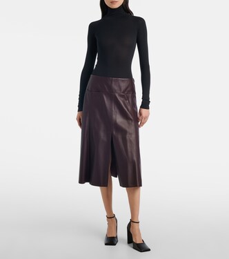 Low-rise leather midi skirt | Alaïa