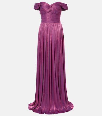 Ruched off-shoulder gown | Costarellos