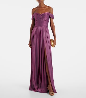 Ruched off-shoulder gown | Costarellos