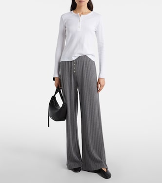 Pointelle cotton wide-leg pants | Leset