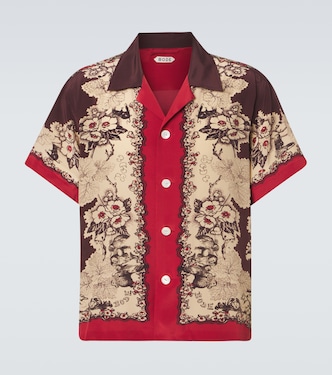 Printed silk bowling shirt | Bode