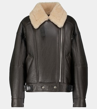 Chaqueta biker de piel con borrego | Acne Studios