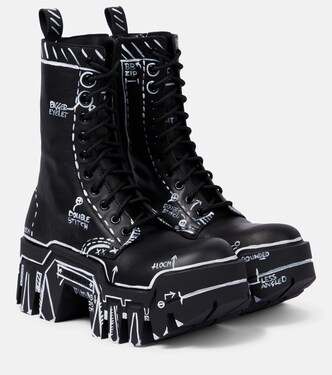 Bulldozer lace-up leather ankle boots | Balenciaga
