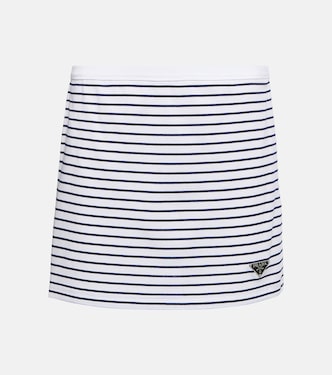Minifalda en jersey de algodón a rayas | Prada