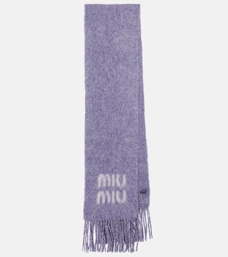 Logo mohair and wool-blend scarf | Miu Miu