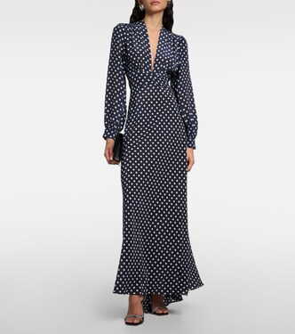 Abito lungo Emory in seta a pois | Rixo