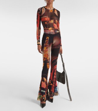 Pigalle printed mesh flared pants | Jean Paul Gaultier