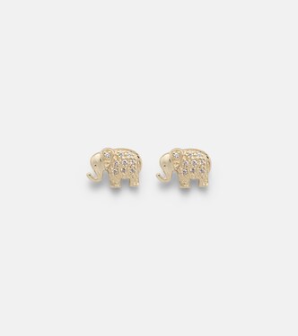 Boucles d'oreilles Elephant en or 14 ct et diamants | Sydney Evan