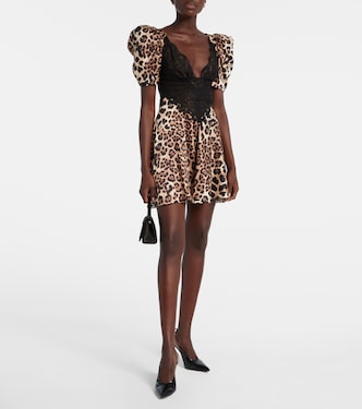 Minikleid aus Seidensatin mit Spitze | Rodarte